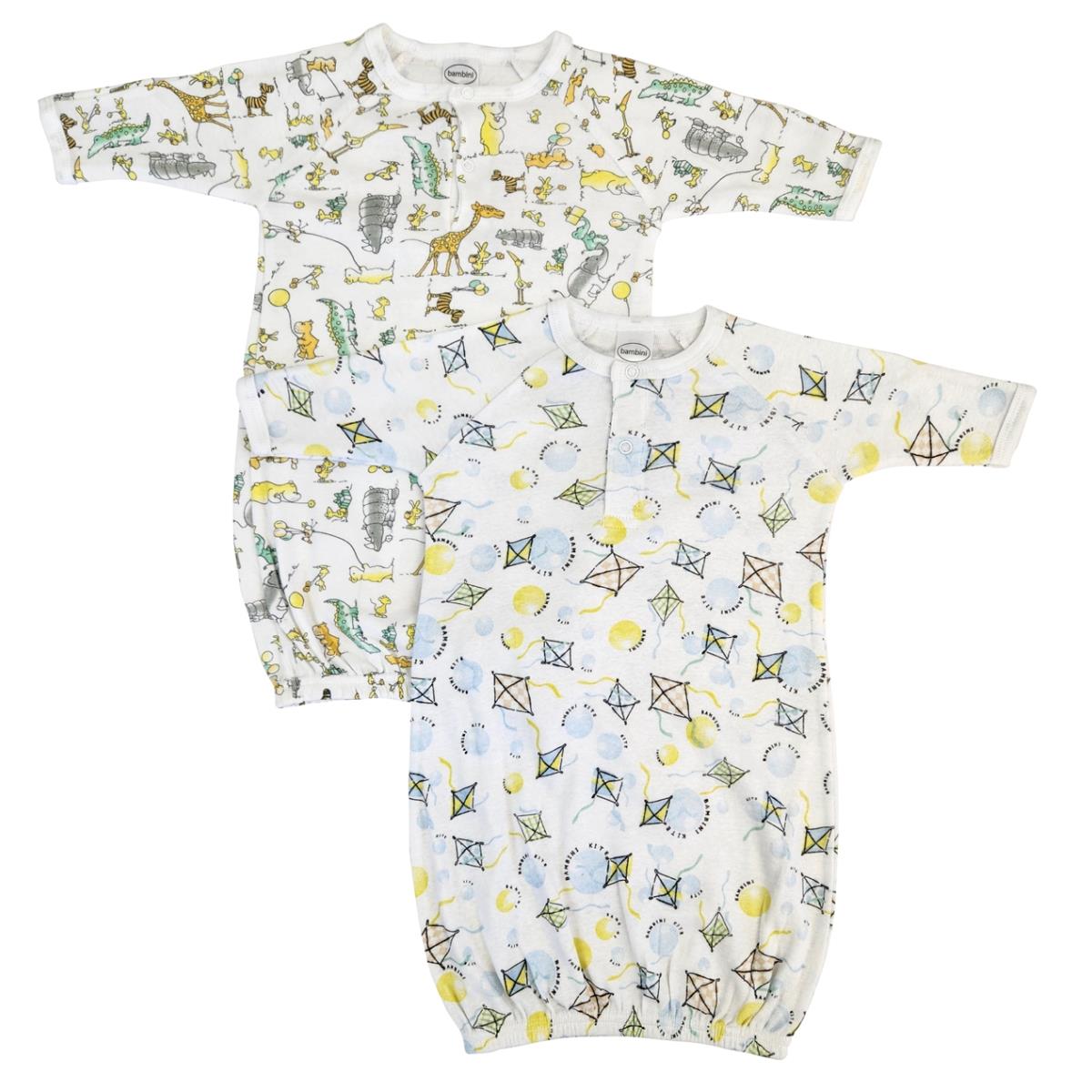 NC-0815 Unisex Newborn Baby 2 Piece Gown Set, White