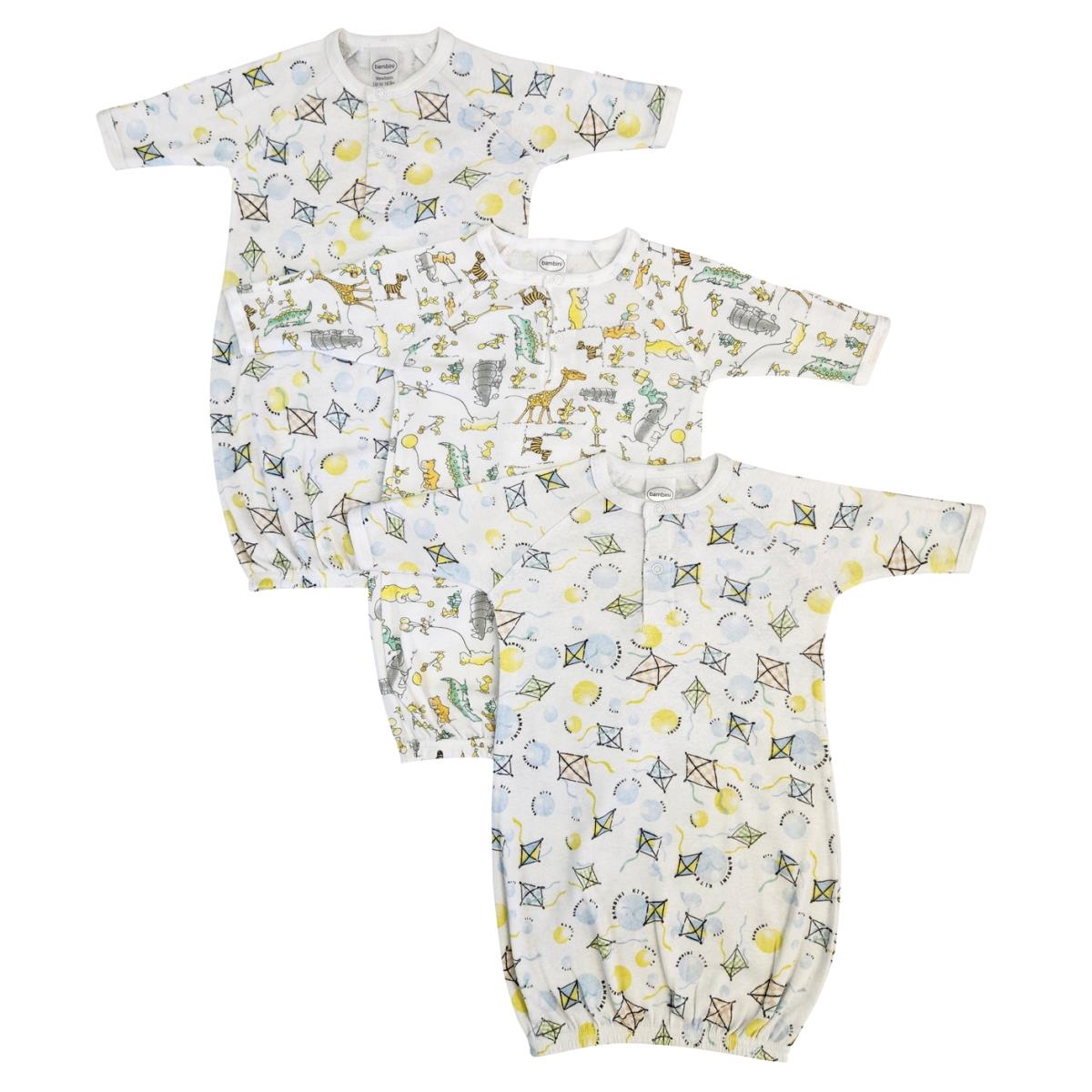 NC-0818 Unisex Newborn Baby 3 Piece Gown Set, White