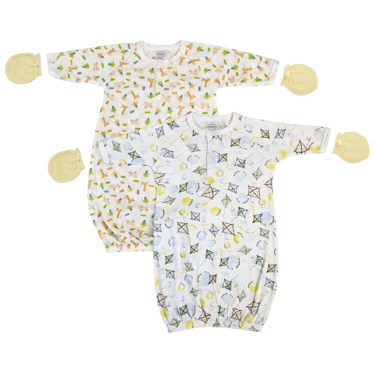 NC-0821 Unisex Newborn Baby 4 Piece Gown Set, White