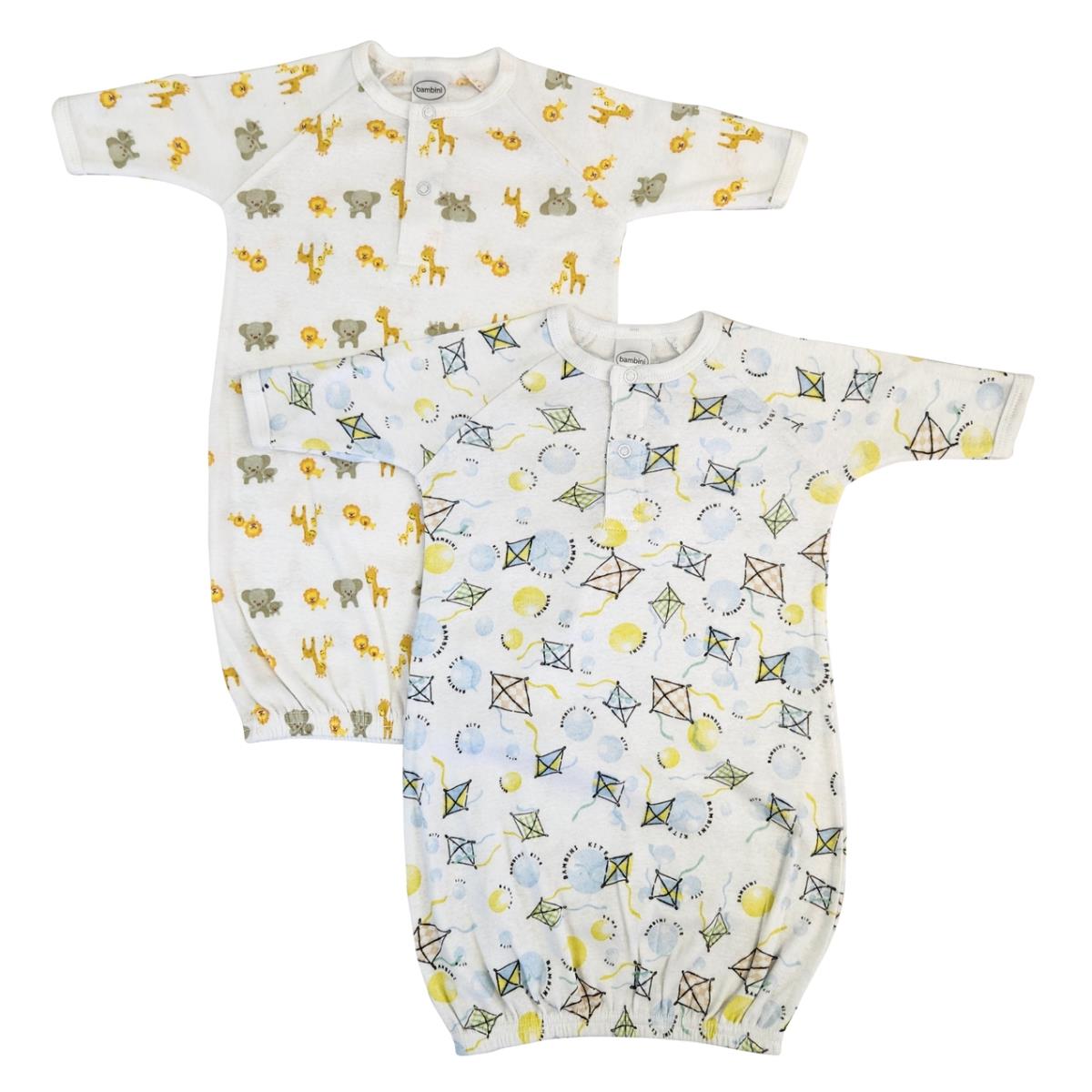 NC-0825 Unisex Newborn Baby 2 Piece Gown Set, White