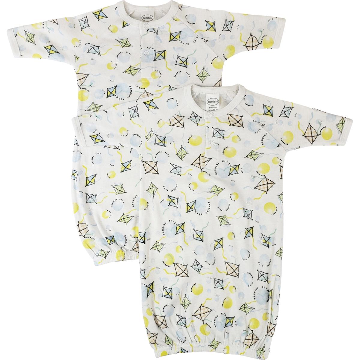 NC-0837 Unisex Newborn Baby 2 Piece Gown Set, White
