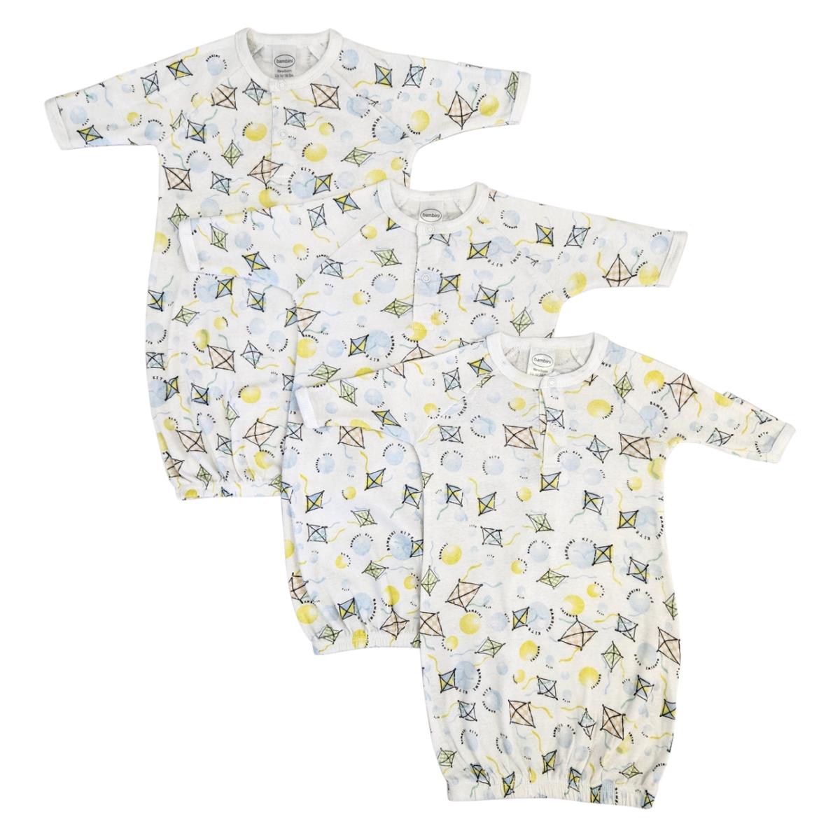 NC-0841 Unisex Newborn Baby 3 Piece Gown Set, White
