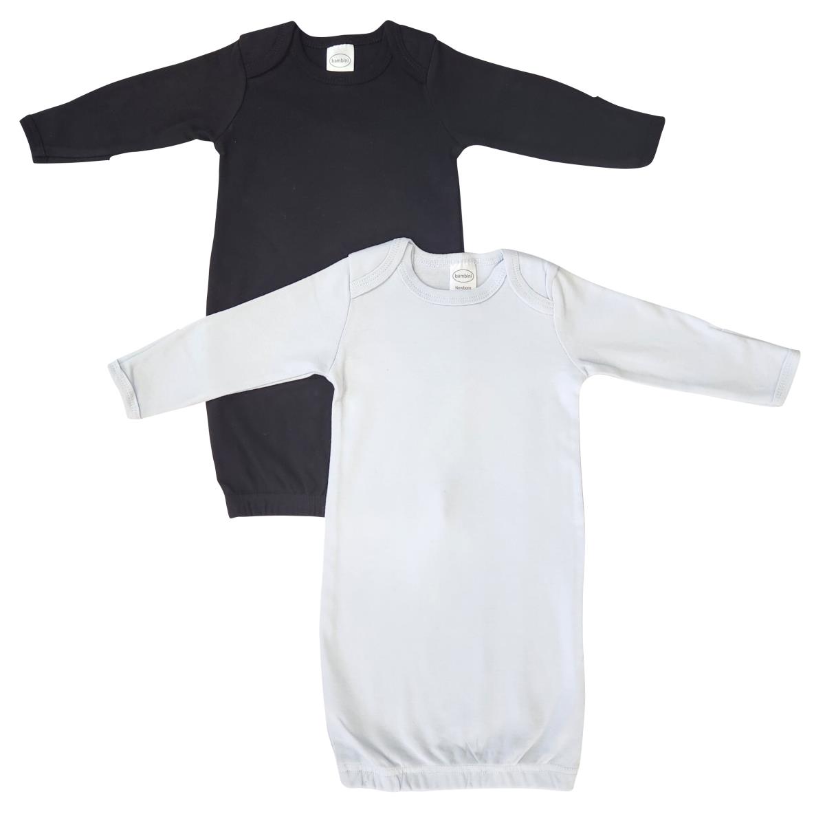 NC-0850 Newborn Baby Boy 2 Piece Gown Set, Black & Blue