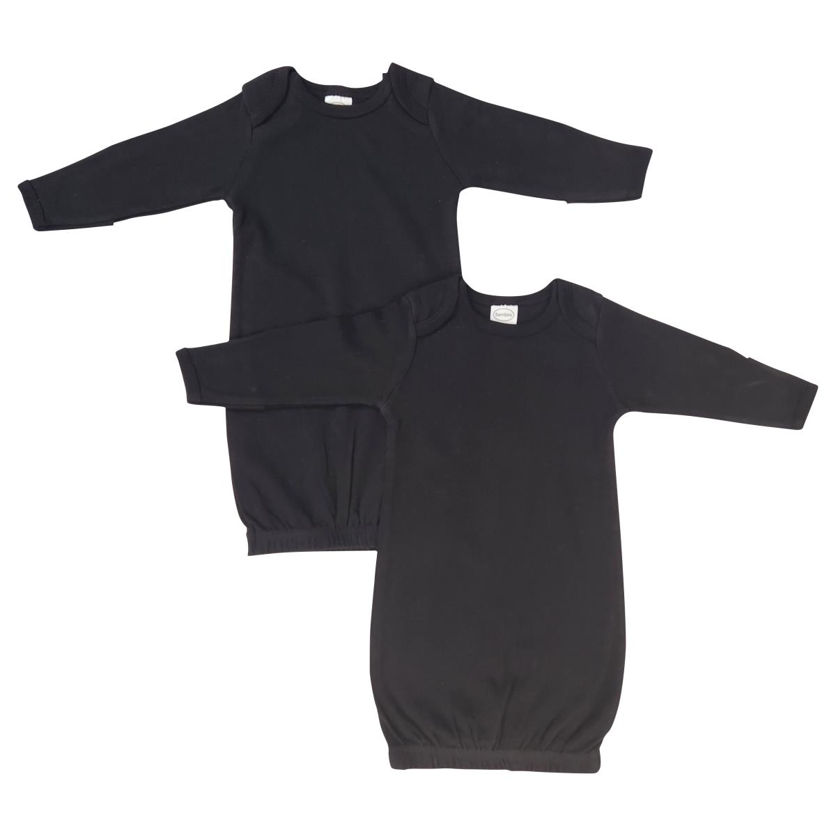 NC-0853 Unisex Newborn Baby 2 Piece Gown Set, Black