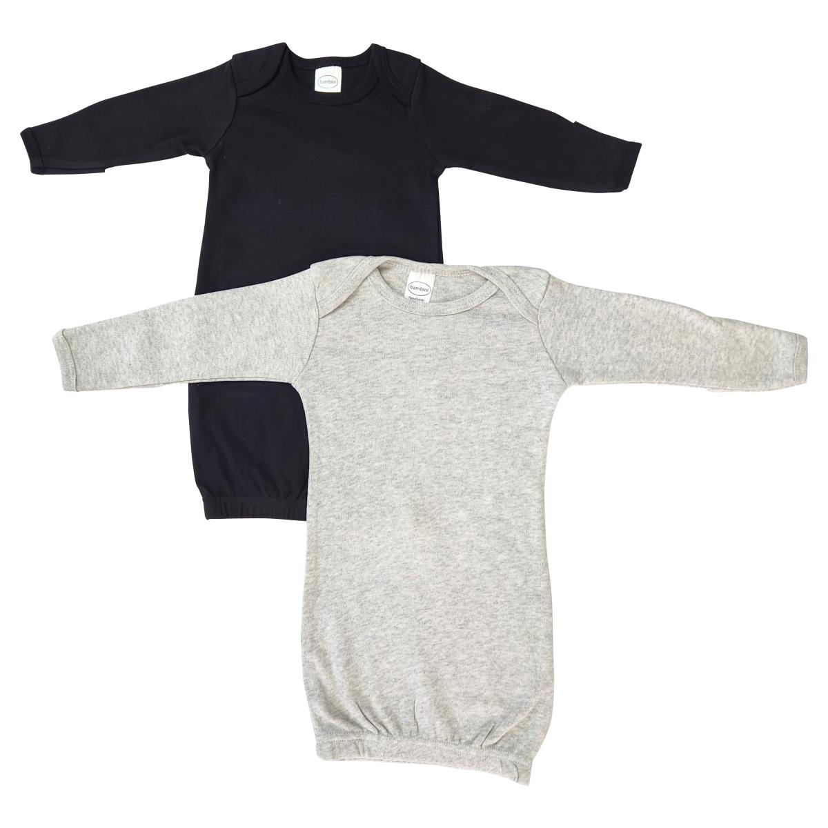 NC-0858 Unisex Newborn Baby 2 Piece Gown Set, Black & Grey