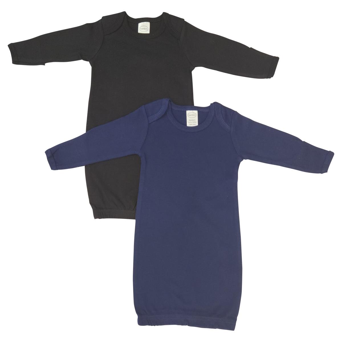 NC-0861 Unisex Newborn Baby 2 Piece Gown Set, Black & Navy
