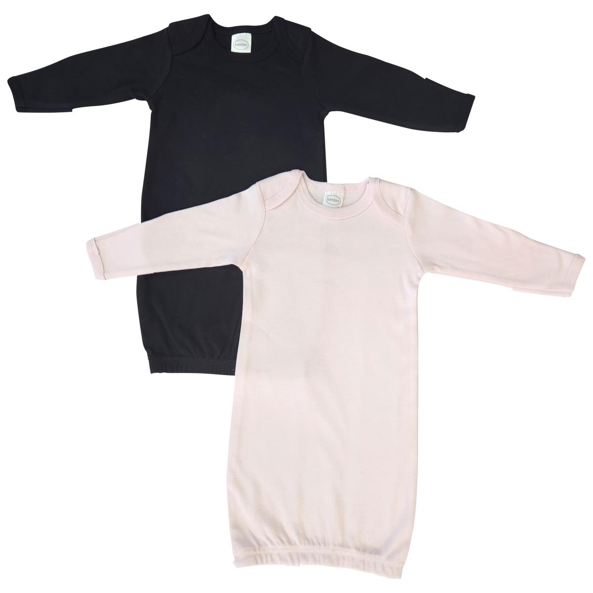 NC-0864 Newborn Baby Girl 2 Piece Gown Set, Black & Pink