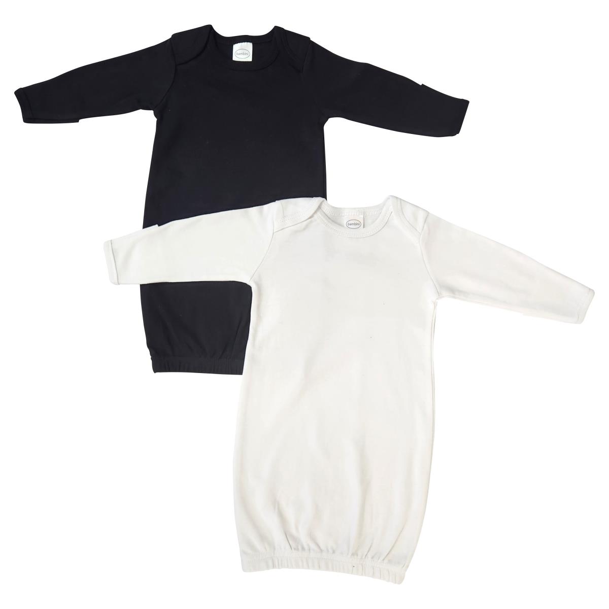 NC-0867 Unisex Newborn Baby 2 Piece Gown Set, Black & White