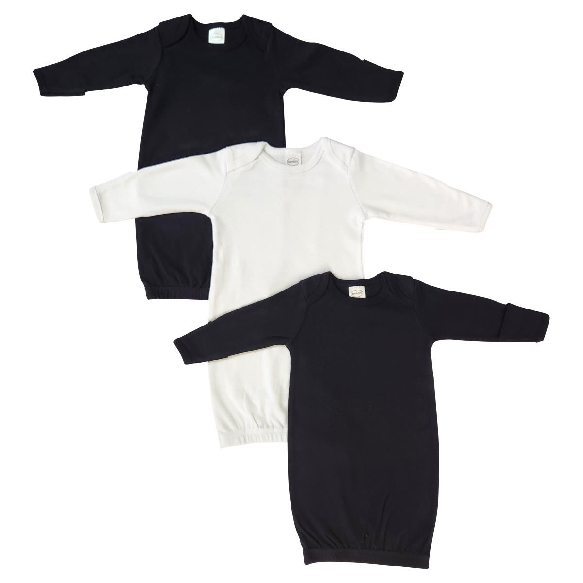 NC-0871 Unisex Newborn Baby 3 Piece Gown Set, Black & White