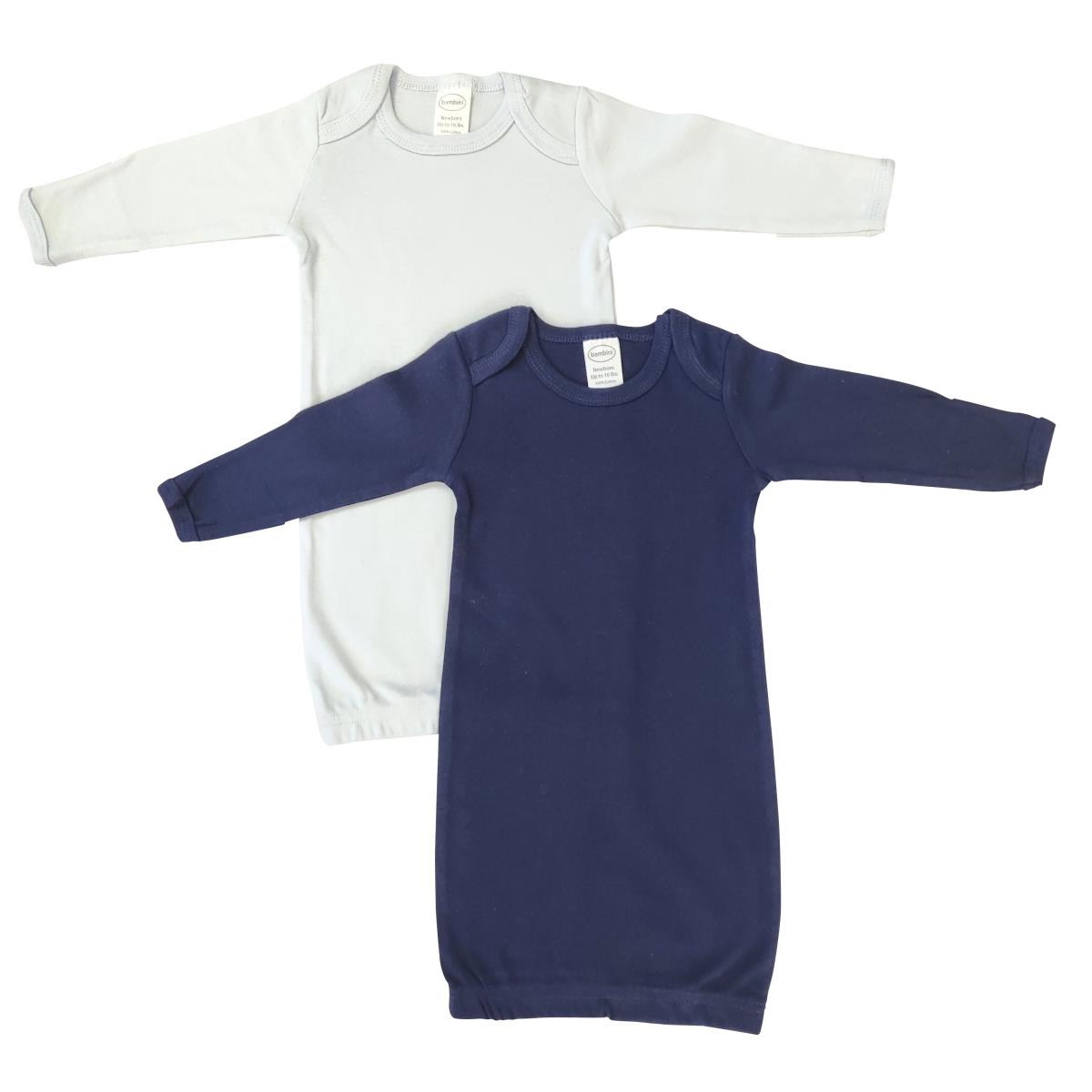 NC-0876 Newborn Baby Boy 2 Piece Gown Set, Blue & Navy
