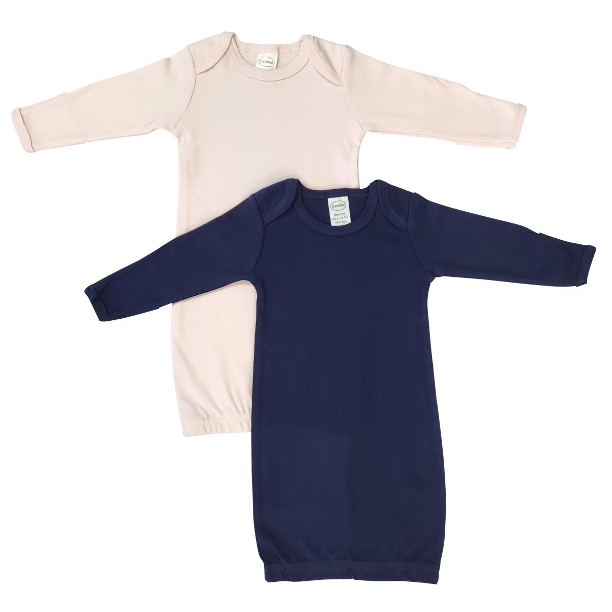 NC-0890 Newborn Baby Girl 2 Piece Gown Set, White & Pink