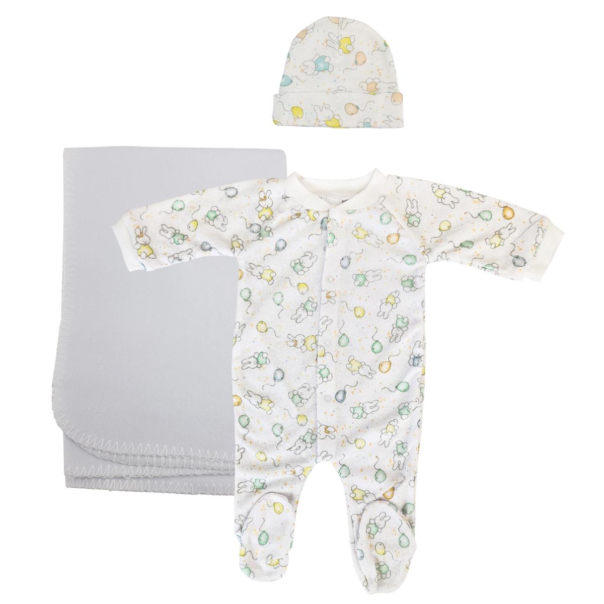 NC-0963M Girls Newborn Baby 3 Piece Layette Sets, White & Pink