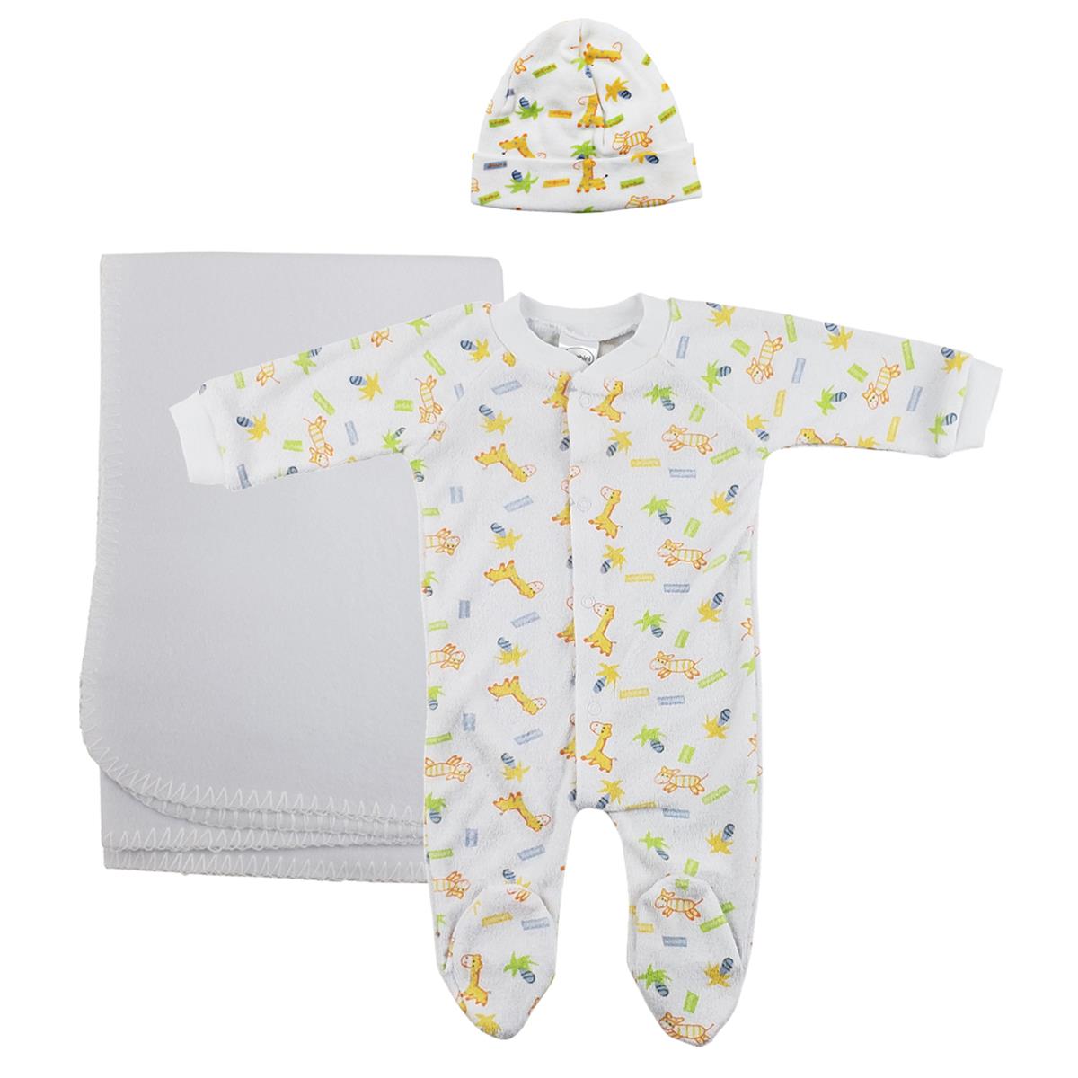 NC-0965S Unisex Newborn Baby 3 Piece Layette Sets, White