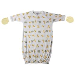NC-0245 Baby Boy, Baby Girl, Unisex Printed Gown & Mittens, White - Preemie - 2 Piece