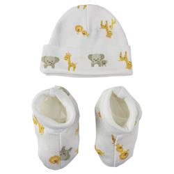 Picture of Bambini NC-0250 Baby Boy&#44; Baby Girl&#44; Unisex Infant Caps&#44; Booties Set&#44; White - Newborn - 2 Piece