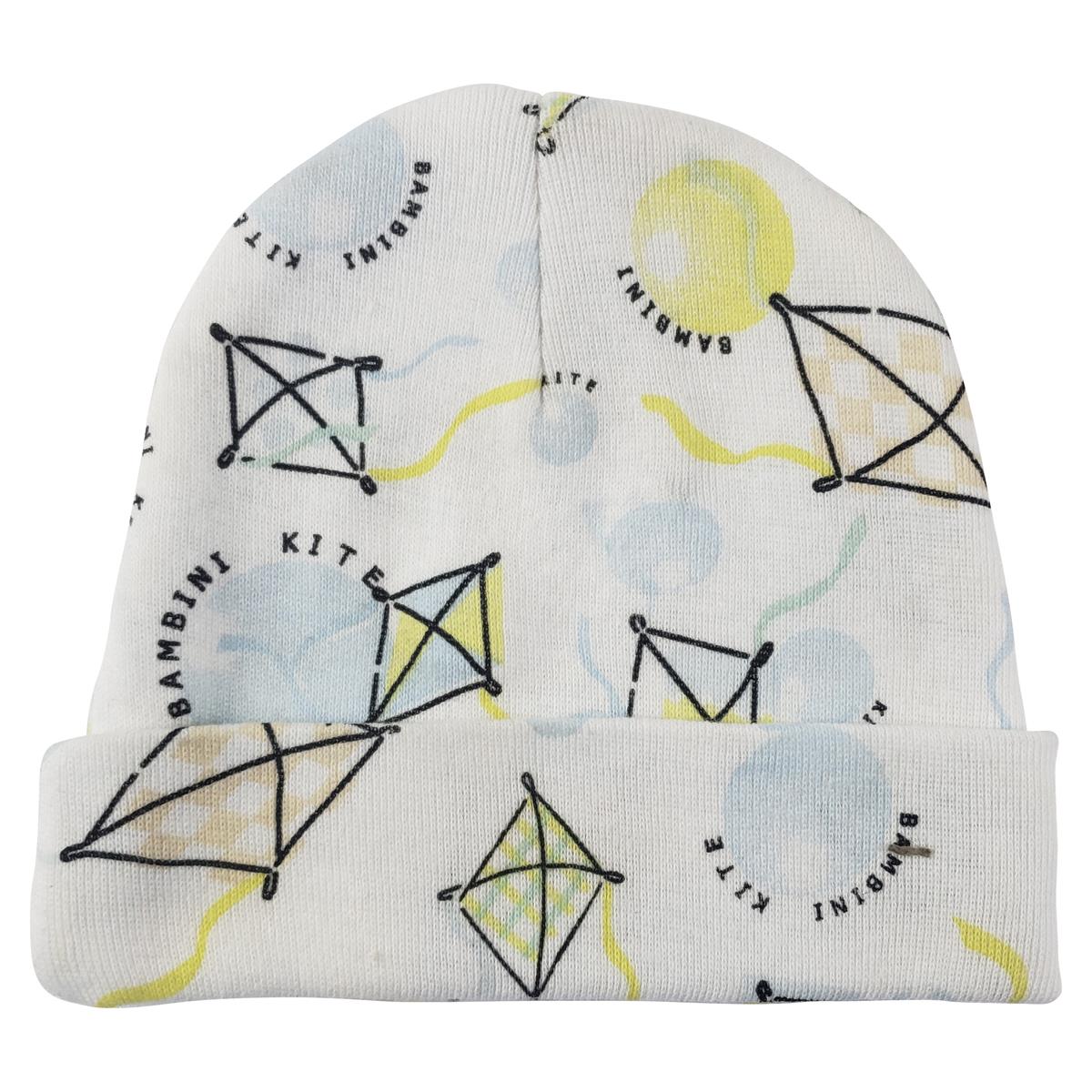 Picture of Bambini NC-0254 Unisex Printed Baby Cap&#44; White - Newborn