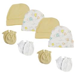 NC-0283 Baby Boy, Baby Girl, Unisex Infant Caps & Mittens, White - Newborn - Pack of 8