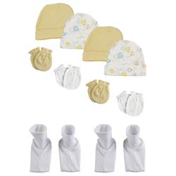 NC-0284 Baby Boy, Baby Girl, Unisex Infant Caps, Booties & Mittens, White - Newborn - Pack of 10