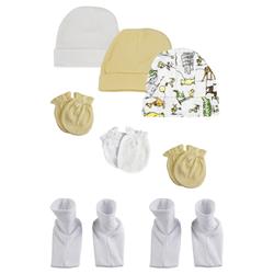 NC-0303 Baby Boy, Baby Girl, Unisex Infant Caps, Booties & Mittens, White - Newborn - Pack of 8