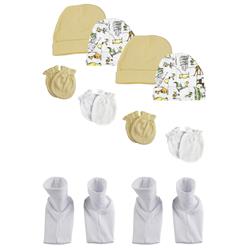 NC-0308 Baby Boy, Baby Girl, Unisex Infant Caps, Booties & Mittens, White - Newborn - Pack of 10