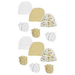 NC-0331 Baby Boy, Baby Girl, Unisex Infant Caps & Mittens, White - Newborn - Pack of 12