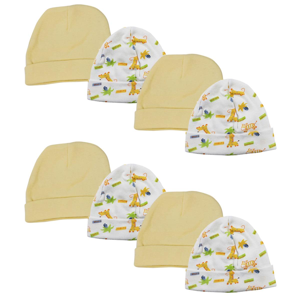 NC-0333 Baby Boy, Baby Girl, Unisex Infant Caps, White - Newborn - Pack of 8