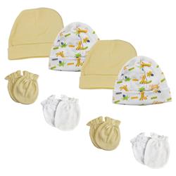 NC-0334 Baby Boy, Baby Girl, Unisex Infant Caps & Mittens, White - Newborn - Pack of 8