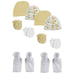 NC-0335 Baby Boy, Baby Girl, Unisex Infant Caps, Booties & Mittens, White - Newborn - Pack of 10