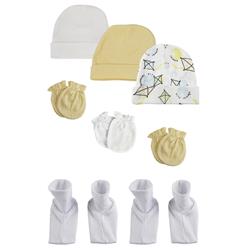 NC-0363 Baby Boy, Baby Girl, Unisex Infant Caps, Booties & Mittens, White - Newborn - Pack of 8
