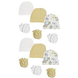 NC-0364 Baby Boy, Baby Girl, Unisex Infant Caps & Mittens, White - Newborn - Pack of 12