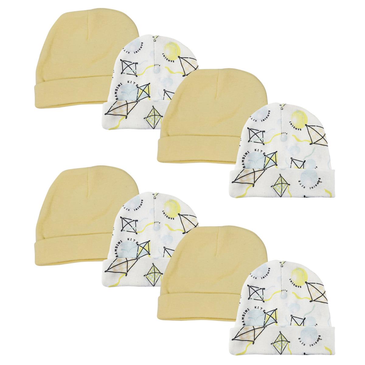 NC-0366 Baby Boy, Baby Girl, Unisex Infant Caps, White - Newborn - Pack of 8