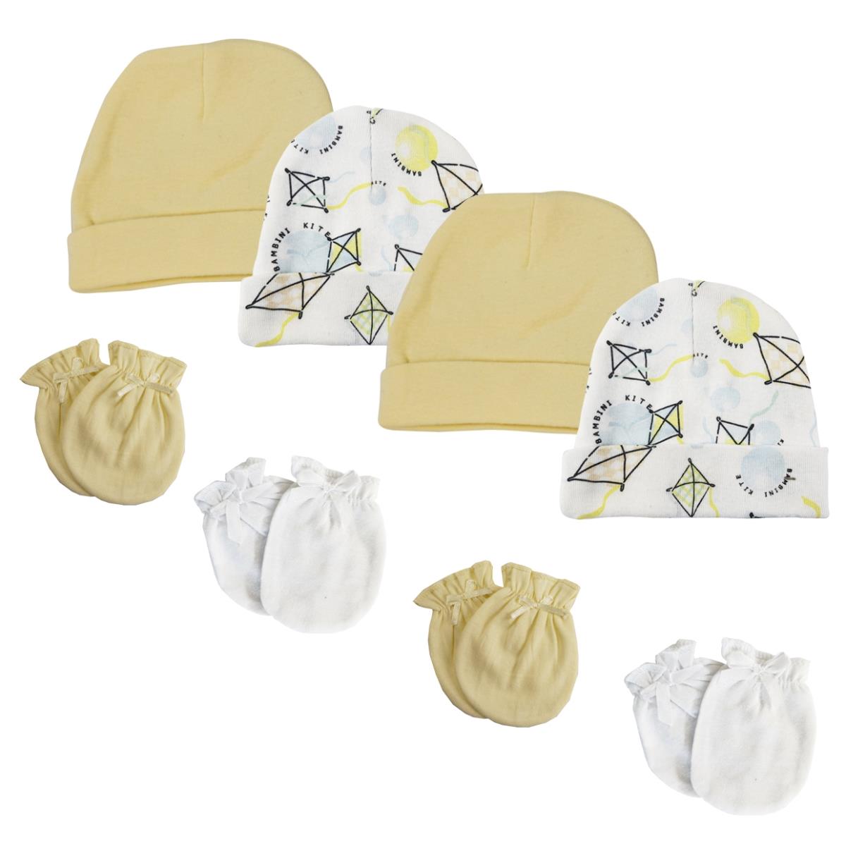 NC-0367 Baby Boy, Baby Girl, Unisex Infant Caps, White - Newborn - Pack of 8