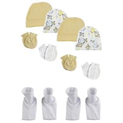 NC-0368 Baby Boy, Baby Girl, Unisex Infant Caps, Booties & Mittens, White - Newborn - Pack of 10