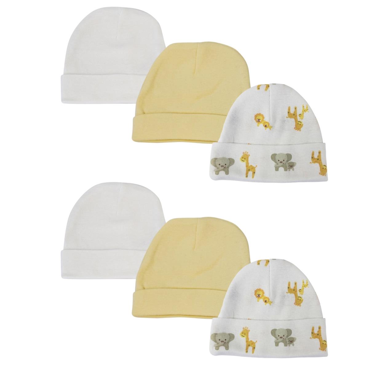 NC-0388 Baby Boy, Baby Girl, Unisex Infant Caps, White - Newborn - Pack of 6