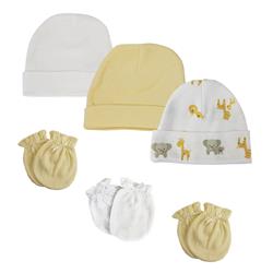 NC-0389 Baby Boy, Baby Girl, Unisex Infant Caps & Mittens, White - Newborn - Pack of 6