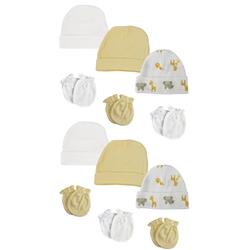 NC-0391 Baby Boy, Baby Girl, Unisex Infant Caps & Mittens, White - Newborn - Pack of 12