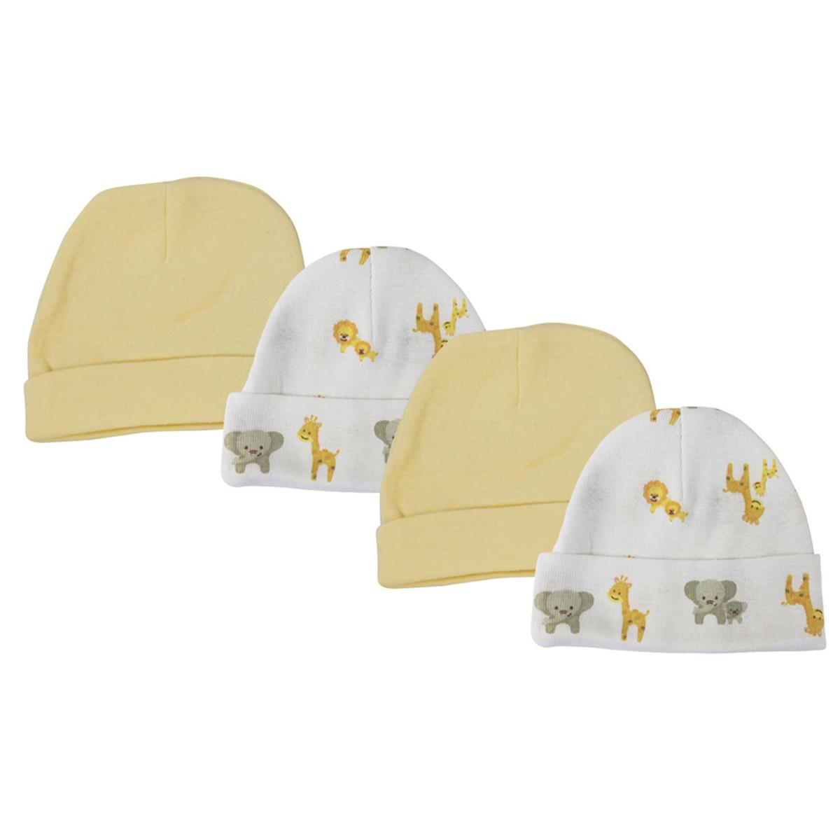 NC-0392 Baby Boy, Baby Girl, Unisex Infant Caps, White - Newborn - Pack of 4