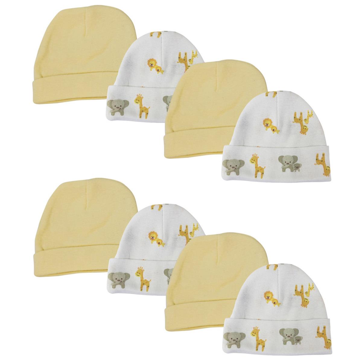 NC-0393 Baby Boy, Baby Girl, Unisex Infant Caps, White - Newborn - Pack of 8