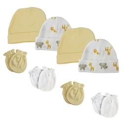 NC-0394 Baby Boy, Baby Girl, Unisex Infant Caps & Mittens, White - Newborn - Pack of 8