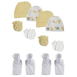 NC-0395 Baby Boy, Baby Girl, Unisex Infant Caps, Booties & Mittens, White - Newborn - Pack of 10