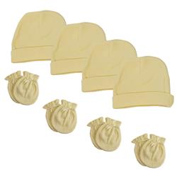 NC-0402 Baby Boy, Baby Girl, Unisex Infant Caps & Mittens, White - Newborn - Pack of 8