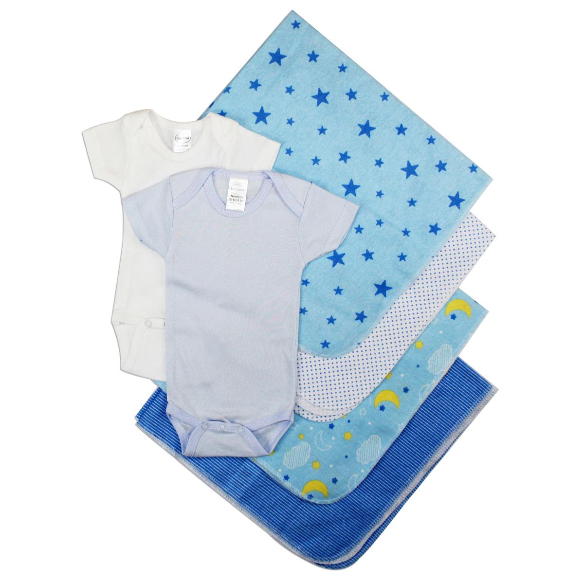 NC-0403NB Baby Boy 8 Piece Layette Sets, White & Blue - Newborn