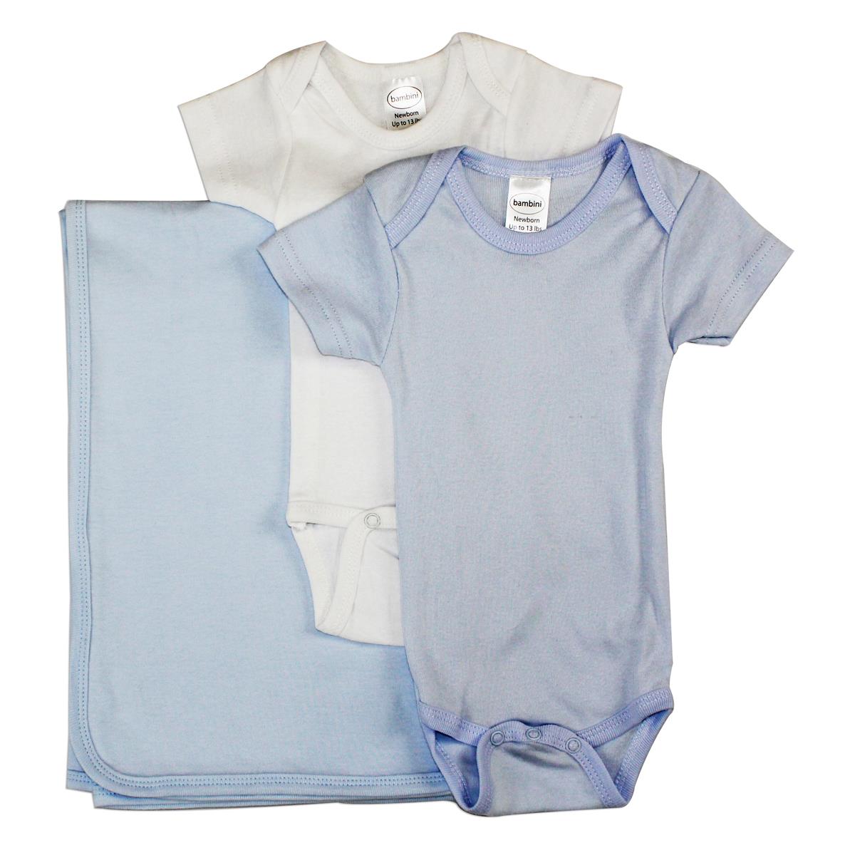 NC-0404S Baby Boy 3 Piece Layette Sets, White - Small