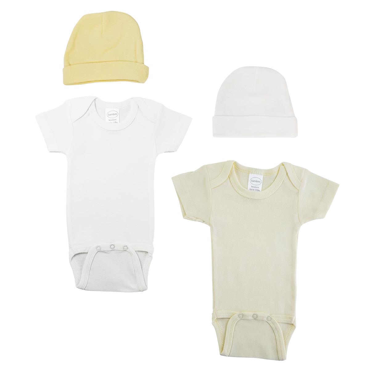 NC-0410M Unisex Baby 4 Piece Layette Sets, White & Blue - Medium