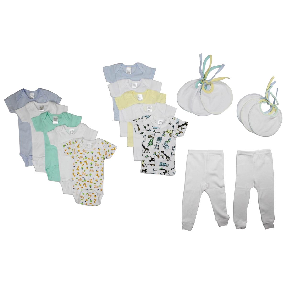 NC-0413L Baby Boy 18 Piece Layette Sets, White & Blue - Large