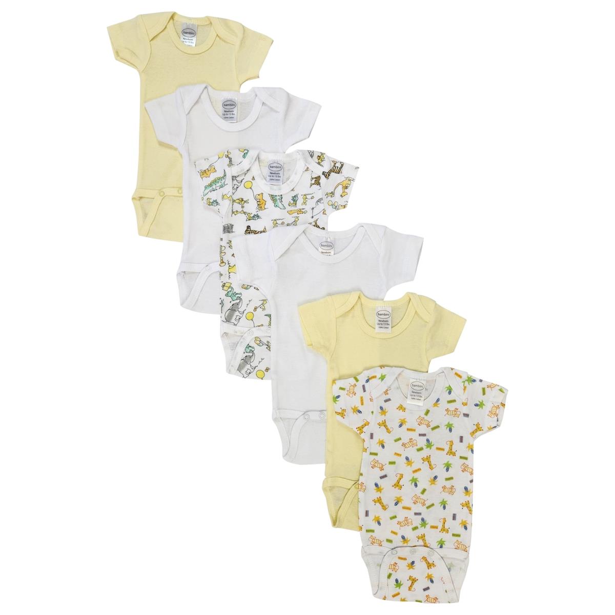 NC-0421M Unisex Baby 6 Piece Bodysuits, White - Medium