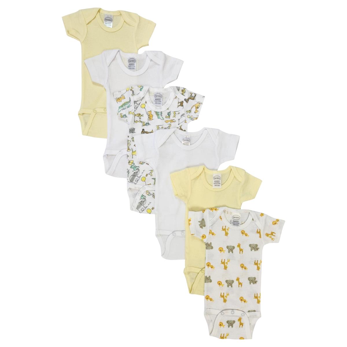 NC-0422S Unisex Baby 6 Piece Bodysuits, White - Small