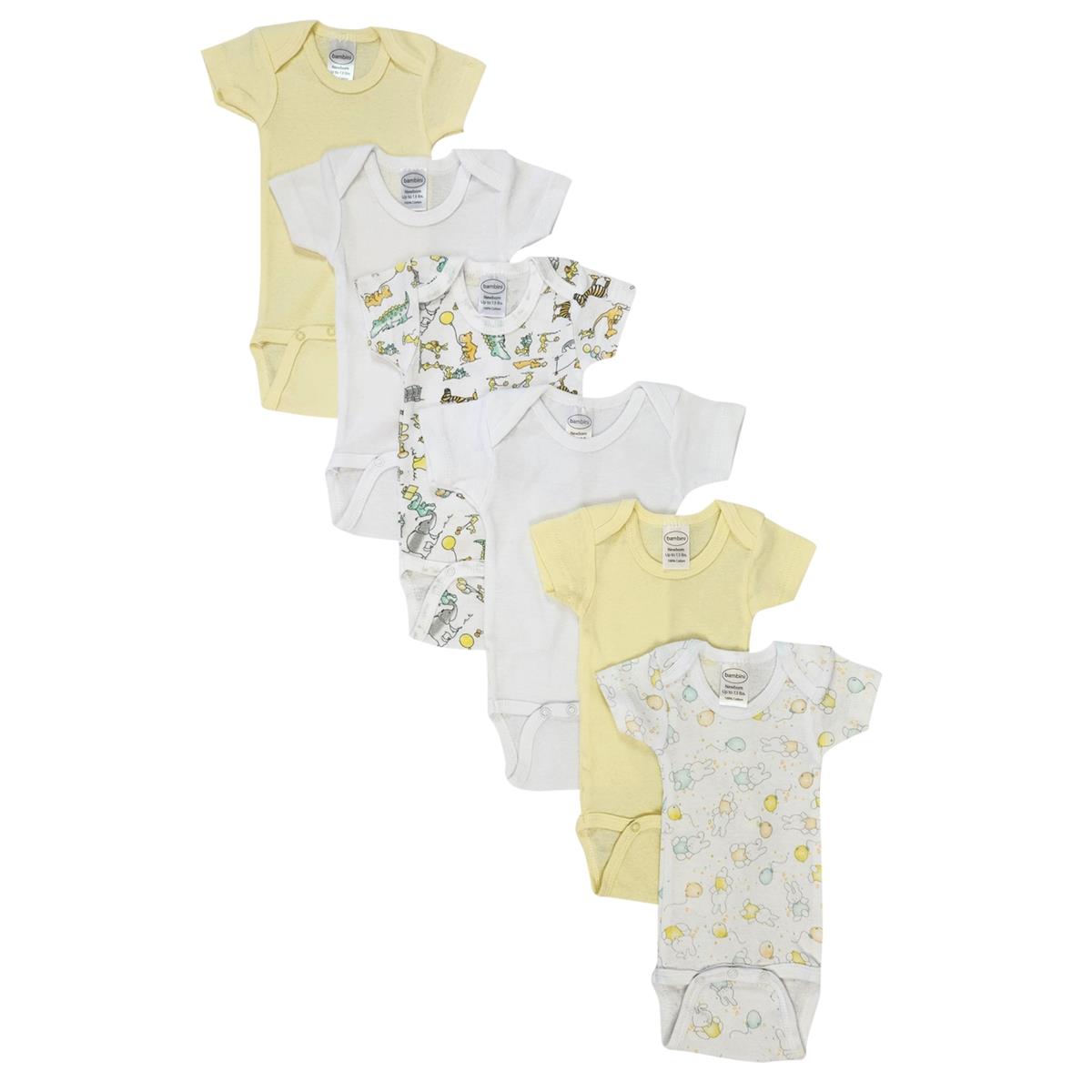NC-0423L Unisex Baby 6 Piece Bodysuits, White - Large