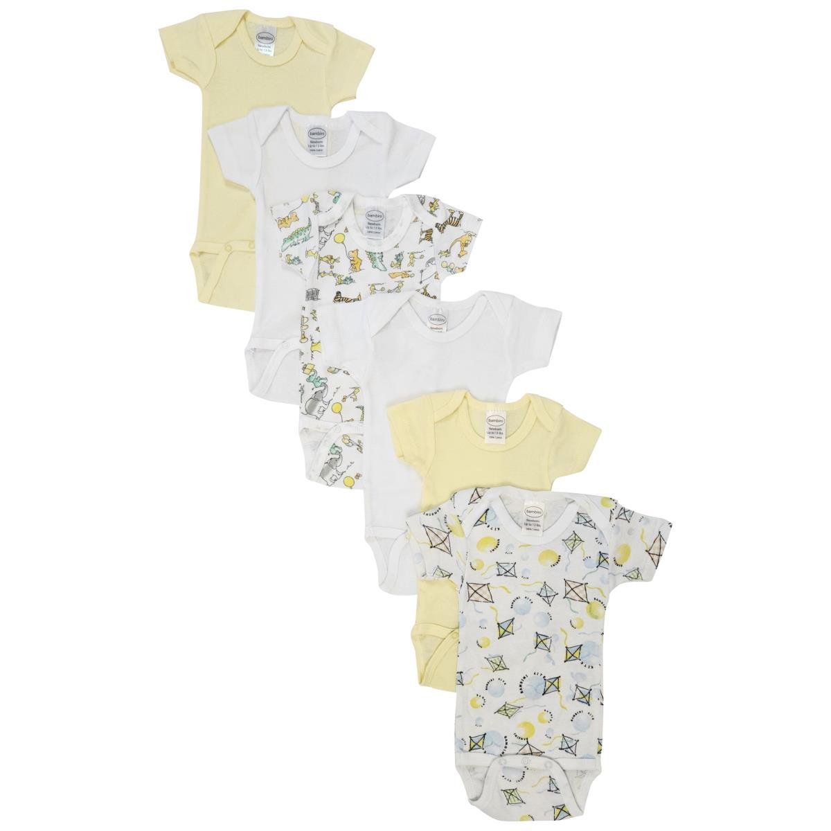NC-0424L Unisex Baby 6 Piece Bodysuits, White - Large