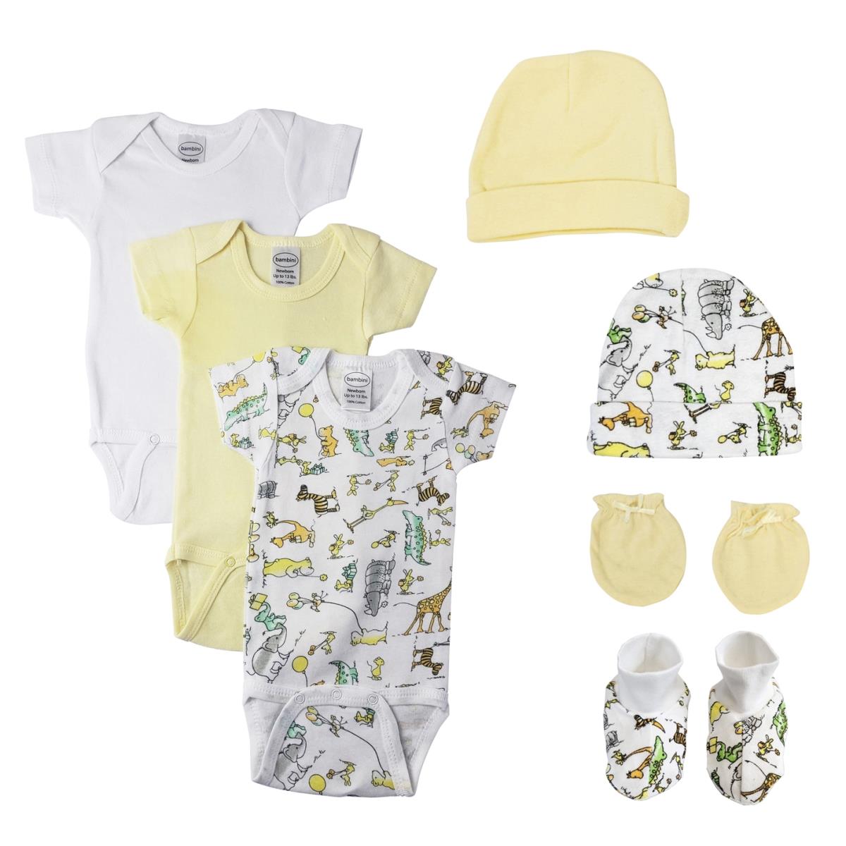 NC-0427L Unisex Baby 8 Piece Bodysuits, White - Large
